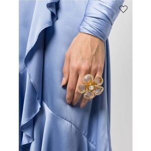 Swarovski Motif Florere Cocktail Gold Ring Yellow Floral NEW